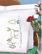 Deer - Stamped Pillowcases w White Perle Edge