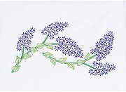 Lilacs Stamped Pillowcases White Perle Edge - Embroidery Kit