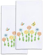 Field of Flowers - Stamped Decorative Hand Towel Pair