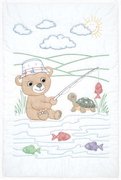 Fishing Bear Quilt Top - Embroidery Kit, different perspective #1. Select this picture to zoom in