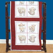 4 Highland Cows - 18" Quilt Blocks - Embroidery Kit, different perspective #1. Select this picture to zoom in
