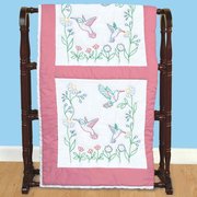 Hummingbirds - 18" Quilt Blocks - Embroidery Kit, different perspective #1. Select this picture to zoom in