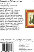 Snowman Table Runner - Quilt Pattern