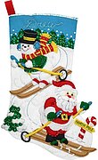 Downhill Skiers - Christmas Stocking - Felt Applique Kit