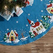 Winter Village Christmas Tree Skirt - Felt Applique Kit