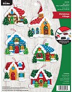 Winter Village Christmas Ornaments - Felt Applique Kit