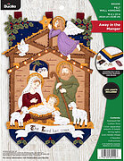 Away In The Manger with LEDs Wall Hanging - Felt Applique