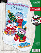 Snow Family Portrait Christmas Stocking - Felt Applique Kit