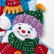 Snow Family Portrait Christmas Stocking - Felt Applique Kit