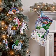 Santa's Unicorn Christmas Stocking - Felt Applique Kit