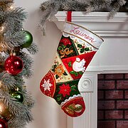 Elegant Patchwork Christmas Stocking - Felt Applique Kit
