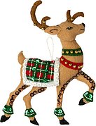 Festive Reindeer Christmas Ornaments - Felt Applique Kit