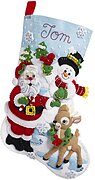 Santa's Gathering Christmas Stocking - Felt Applique Kit