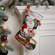 Gingerbread Santa Christmas Stocking - Felt Applique Kit