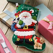 Santa's Furry Friends - Stocking - Felt Applique Kit