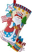 Stars and Stripes Santa - Christmas Stocking - Felt Applique