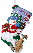 Golfing Snowman Christmas Stocking - Felt Applique Kit