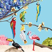 Tropical Birds - Xmas Ornaments - Felt Applique Kit