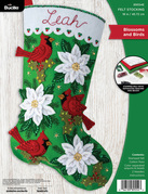 Blossoms and Birds - Christmas Stocking - Felt Applique Kit