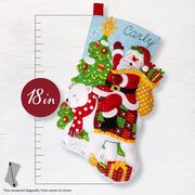 Santa's Polar Bear Ride - Christmas Stocking - Felt Applique