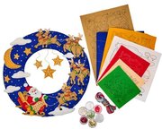 Moonlight Sleigh Ride - Christmas Wreath Felt Applique Kit, different perspective #1. Select this picture to zoom in