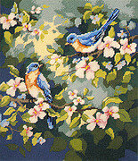 Spring Bluebirds - Cross Stitch Pattern
