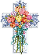 Spring Season Cross - Christian Cross Stitch Pattern