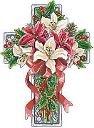 Winter Season Floral Cross - Christian Cross Stitch Pattern
