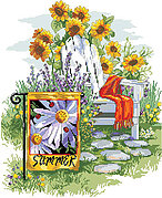 Summer Garden Flag - Cross Stitch Pattern