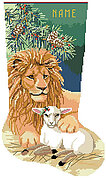 The Lion and The Lamb Stocking - Cross Stitch