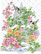 Blossoming Bird Cage - Cross Stitch Pattern