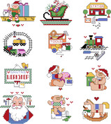 Santa in His Workshop Ornaments - Cross Stitch Pattern