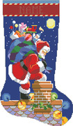 Santa on the Rooftop Stocking - Cross Stitch Pattern