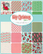 Kitty Christmas Stripe - Mint - Quilt Fabric