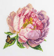 Rozella Peony - Cross Stitch Kit with Hoop Included