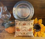 Give Thanks Sampler Pillow - Thanksgiving Cross Stitch
