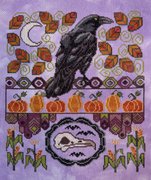 Autumn Raven - Halloween Cross Stitch Pattern, different perspective #1. Select this picture to zoom in