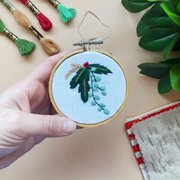 Winter Botanical Ornament - Christmas Embroidery Kit, different perspective #1. Select this picture to zoom in