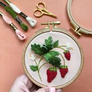 Stumpwork Strawberries - 3D Embroidery Kit, different perspective #1. Select this picture to zoom in