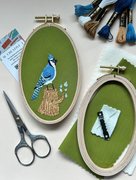 Bluejay In Woods - Embroidery Kit, different perspective #1. Select this picture to zoom in