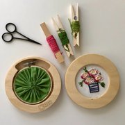 Modern Embroidery Circle Hoop Frame For 5" Hoops Natural, different perspective #2. Select this picture to zoom in