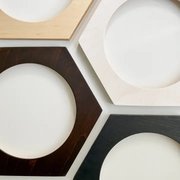 Hexagon Embroidery Hoop Frame For 4" Hoops - Walnut  , different perspective #3. Select this picture to zoom in