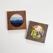 Square Frames For Needlepoint 4" Rounds - Black Stain, different perspective #1. Select this picture to zoom in