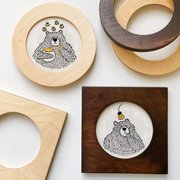Modern Embroidery Square Hoop Frame For 5" Hoop Natural, different perspective #2. Select this picture to zoom in