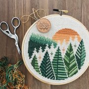 Northern Forests - Cross Stitch Pattern, different perspective #1. Select this picture to zoom in