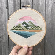 Misty Mountains - Cross Stitch Pattern, different perspective #1. Select this picture to zoom in