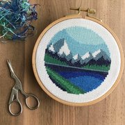Blue Mountains - Cross Stitch Pattern, different perspective #1. Select this picture to zoom in