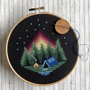 Camping Sunset - Cross Stitch Pattern, different perspective #1. Select this picture to zoom in