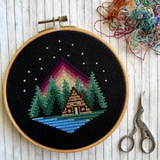 Cabin Sunset - Cross Stitch Pattern, different perspective #1. Select this picture to zoom in