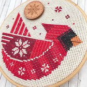 Festive Cardinal - Christmas Cross Stitch Pattern, different perspective #1. Select this picture to zoom in